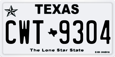 TX license plate CWT9304