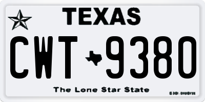 TX license plate CWT9380