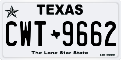 TX license plate CWT9662