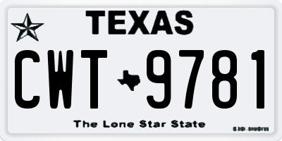 TX license plate CWT9781