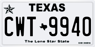 TX license plate CWT9940