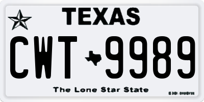 TX license plate CWT9989