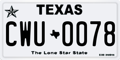 TX license plate CWU0078