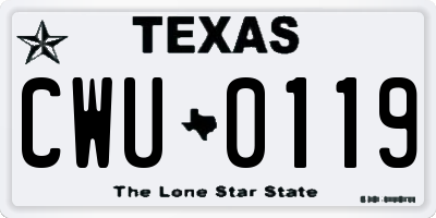 TX license plate CWU0119