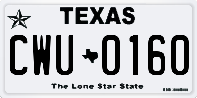 TX license plate CWU0160