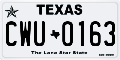 TX license plate CWU0163