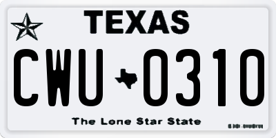 TX license plate CWU0310