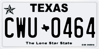TX license plate CWU0464