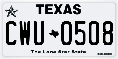 TX license plate CWU0508