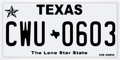 TX license plate CWU0603