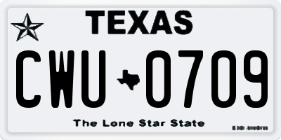 TX license plate CWU0709