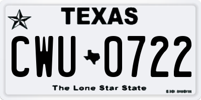 TX license plate CWU0722