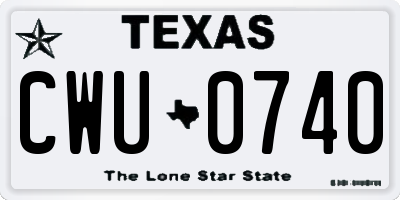 TX license plate CWU0740