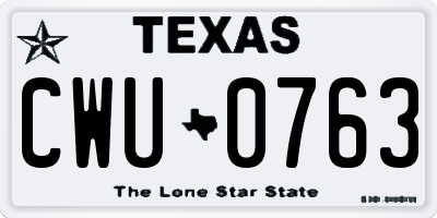 TX license plate CWU0763
