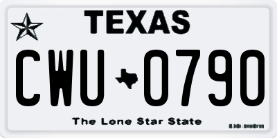 TX license plate CWU0790