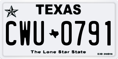 TX license plate CWU0791