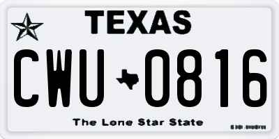 TX license plate CWU0816