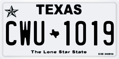 TX license plate CWU1019