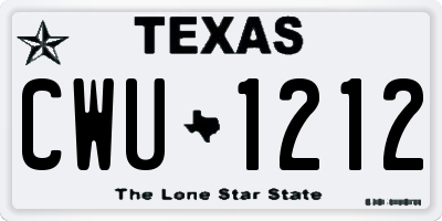 TX license plate CWU1212