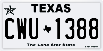 TX license plate CWU1388