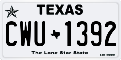 TX license plate CWU1392