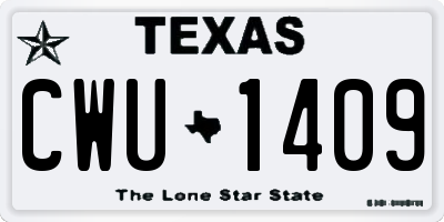 TX license plate CWU1409