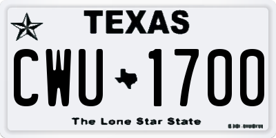 TX license plate CWU1700