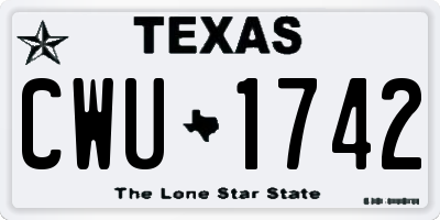 TX license plate CWU1742