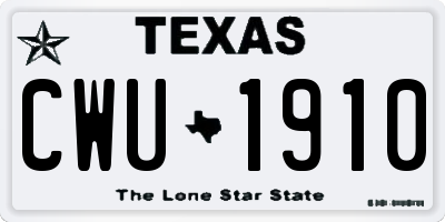 TX license plate CWU1910