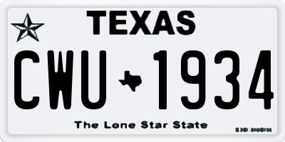 TX license plate CWU1934