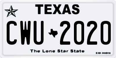 TX license plate CWU2020
