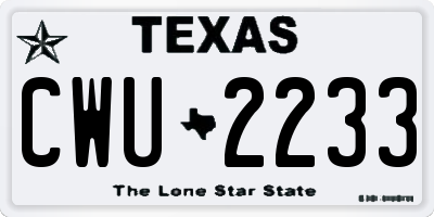 TX license plate CWU2233