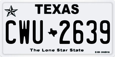 TX license plate CWU2639