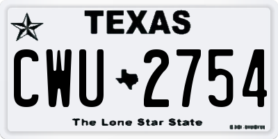TX license plate CWU2754