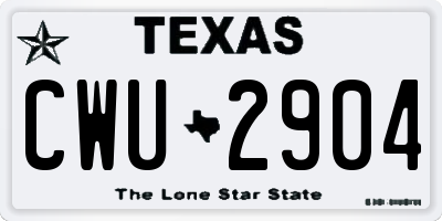 TX license plate CWU2904