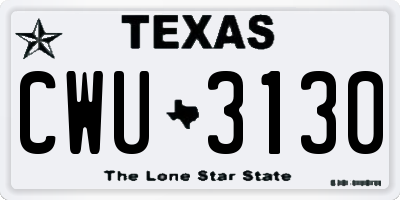 TX license plate CWU3130