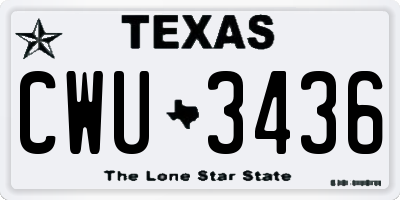 TX license plate CWU3436