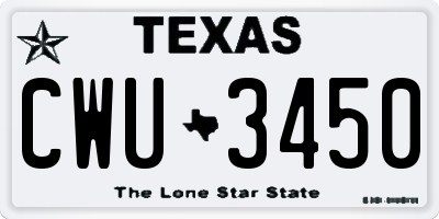 TX license plate CWU3450