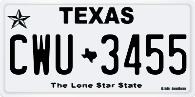TX license plate CWU3455