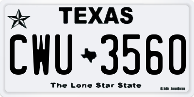 TX license plate CWU3560