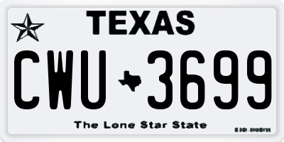 TX license plate CWU3699