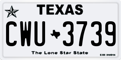 TX license plate CWU3739