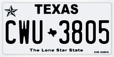 TX license plate CWU3805