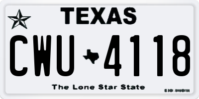 TX license plate CWU4118