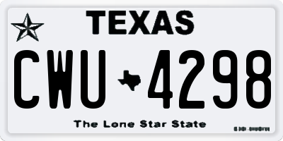 TX license plate CWU4298