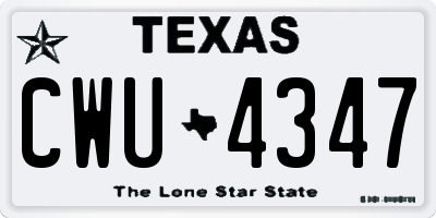 TX license plate CWU4347