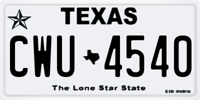 TX license plate CWU4540