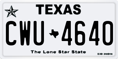TX license plate CWU4640