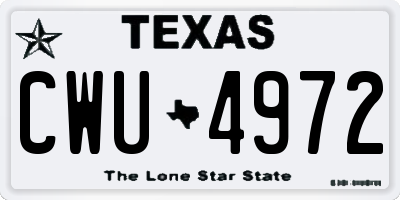 TX license plate CWU4972