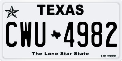 TX license plate CWU4982